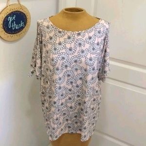 DKNY Floral Cold Shoulder Top